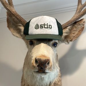 Stio Topo Map Trucker Hat Snapback Mesh Forest Green and White